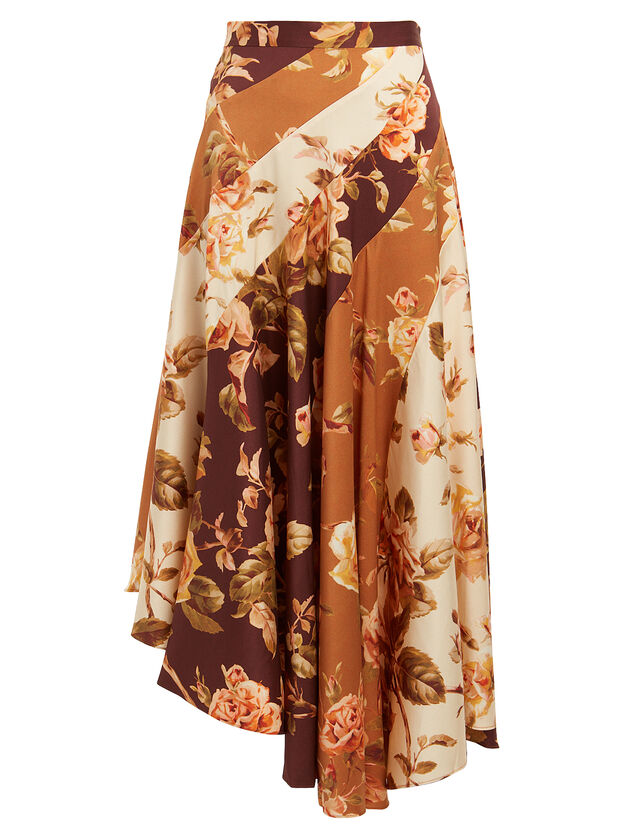 Resistance Spliced Floral Midi Skirt