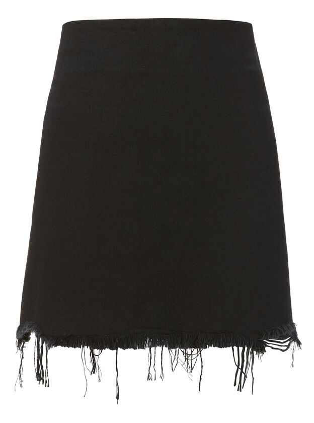 Faded Black Denim Mini Skirt
