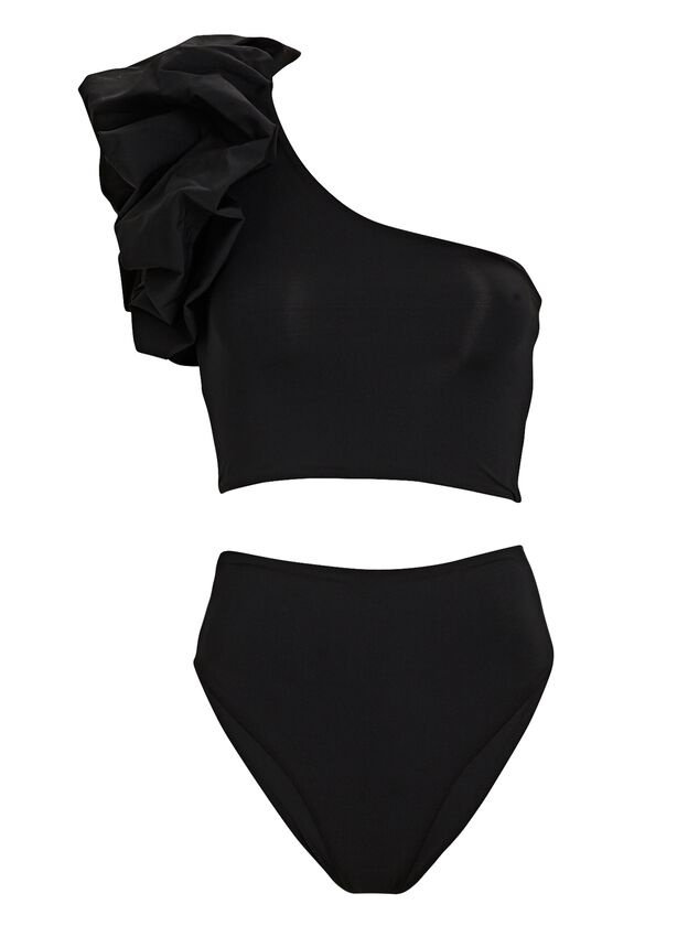 Luisa Ruffled One-Shoulder Bikini Set