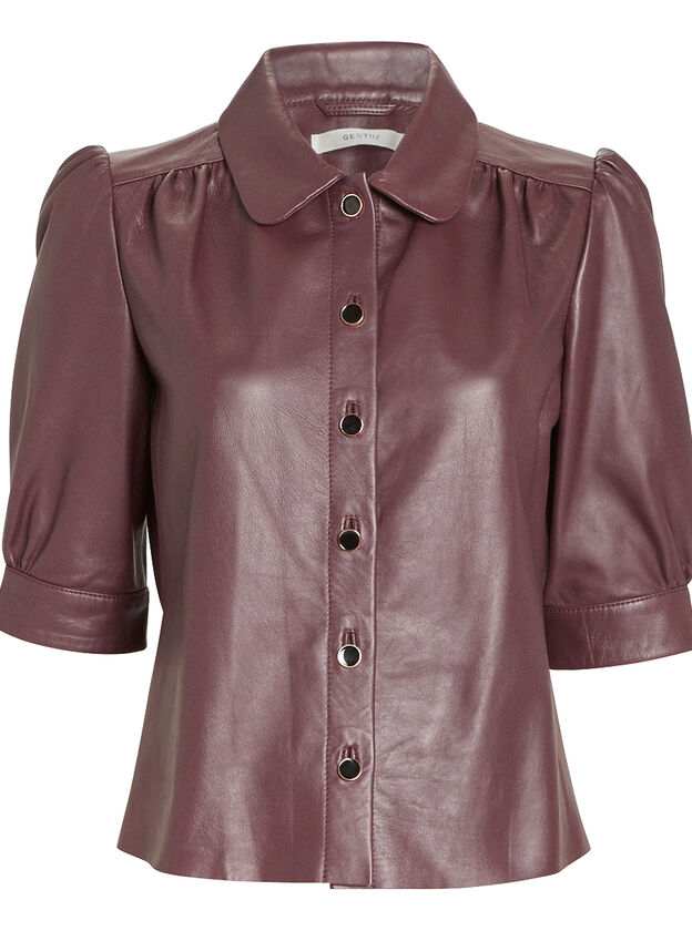 Aliah Leather Button Down Top