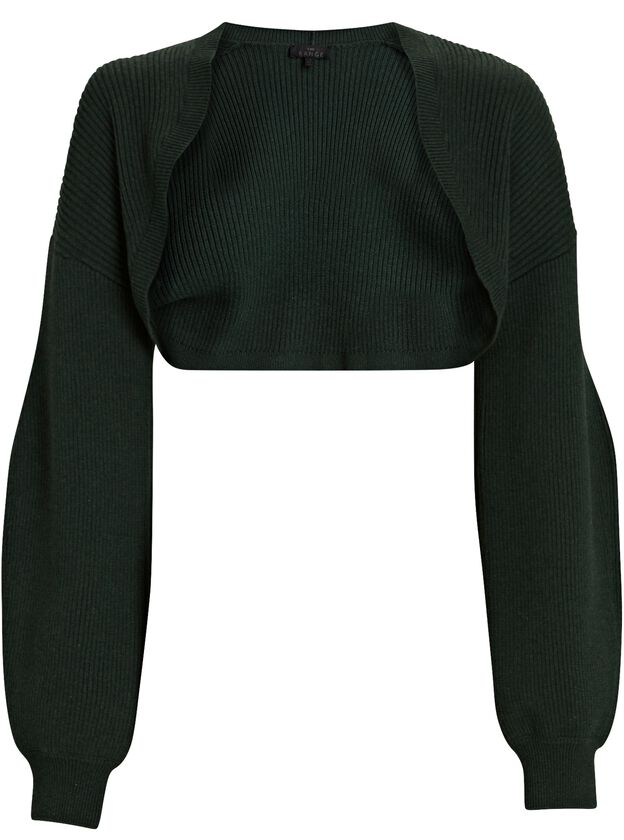 Rib Knit Cotton-Blend Shrug Sweater