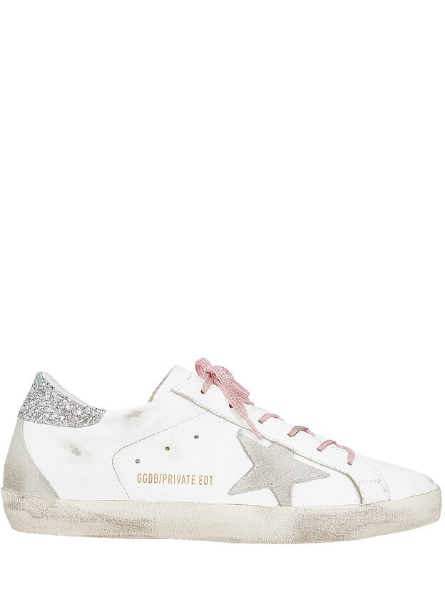 Superstar Pink Glitter Laces Low-Top Sneakers