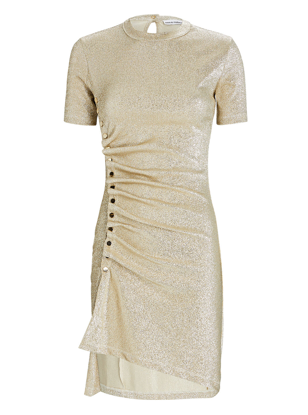 Asymmetric Ruched Lam&eacute; Mini Dress