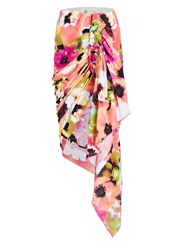 Tulum Ruched Floral High-Low Skirt