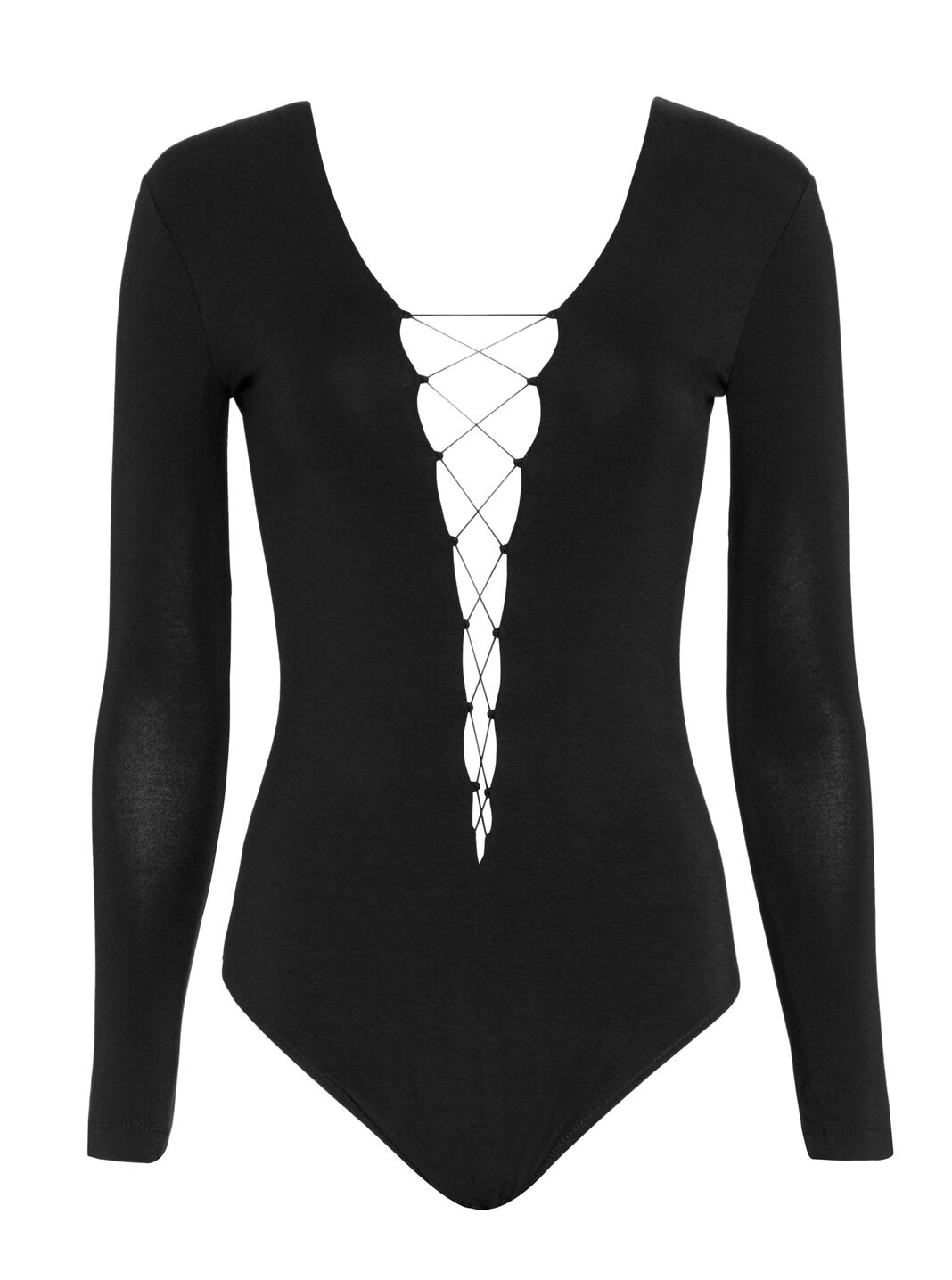 T by Alexander Wang Lace-Up Black Bodysuit - INTERMIX®