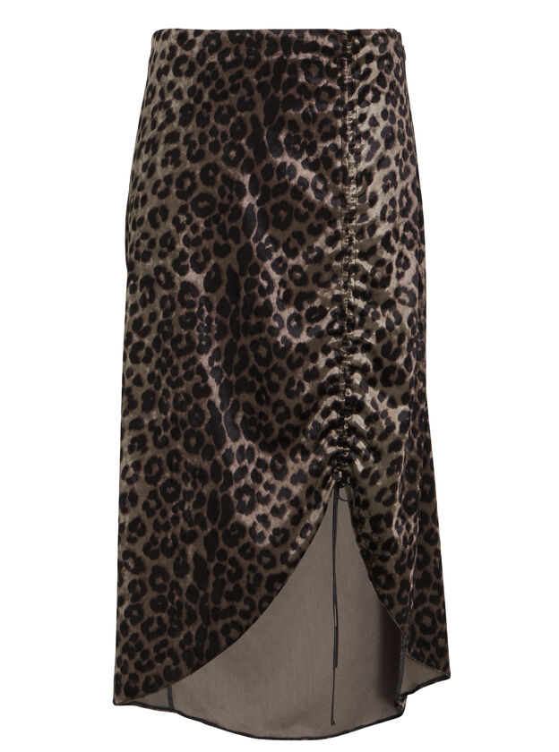 Dakota Ruched Leopard Midi Skirt