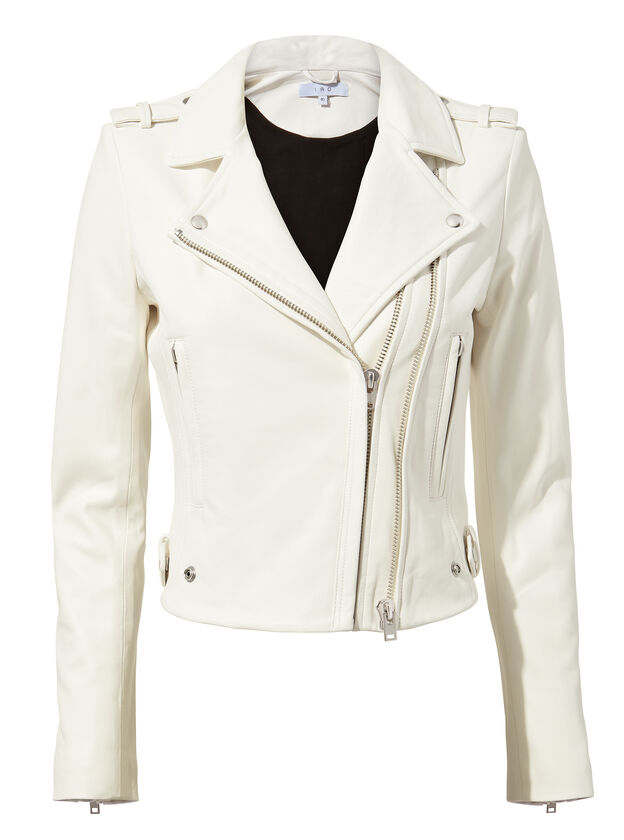 Dylan Cropped Leather Moto Jacket