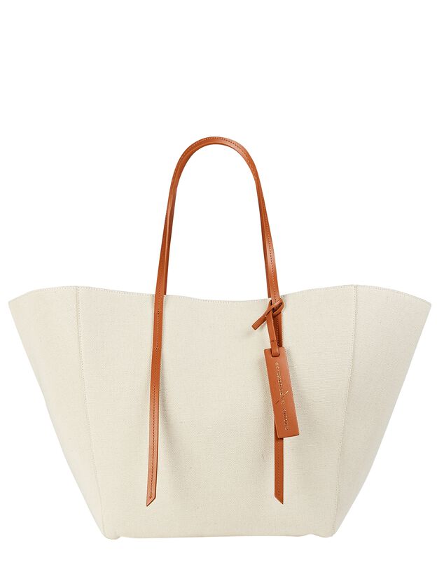 Caspia Leather-Trimmed Canvas Tote