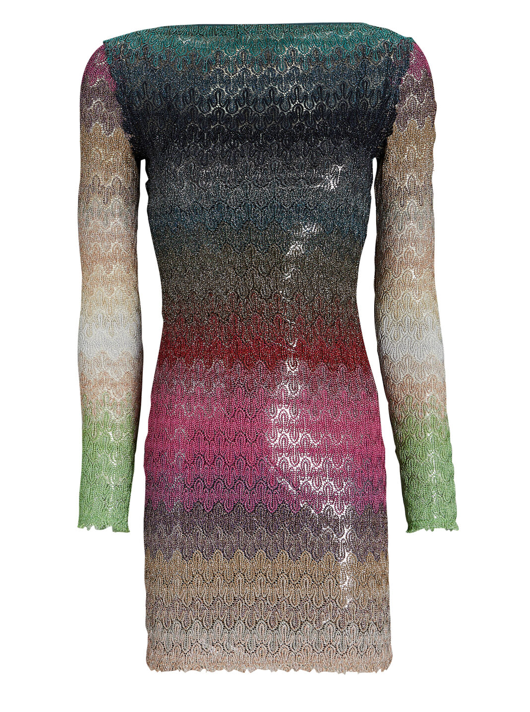 Ombr&eacute; Metallic Crochet Knit Mini Dress