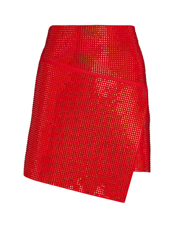 Asymmetric Crystal-Embellished Mini Skirt