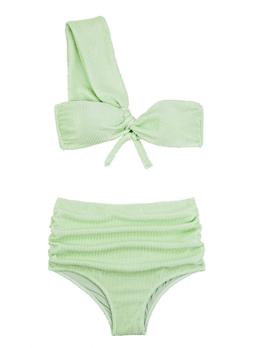 Glossy Twist-Front One-Shoulder Bikini Set