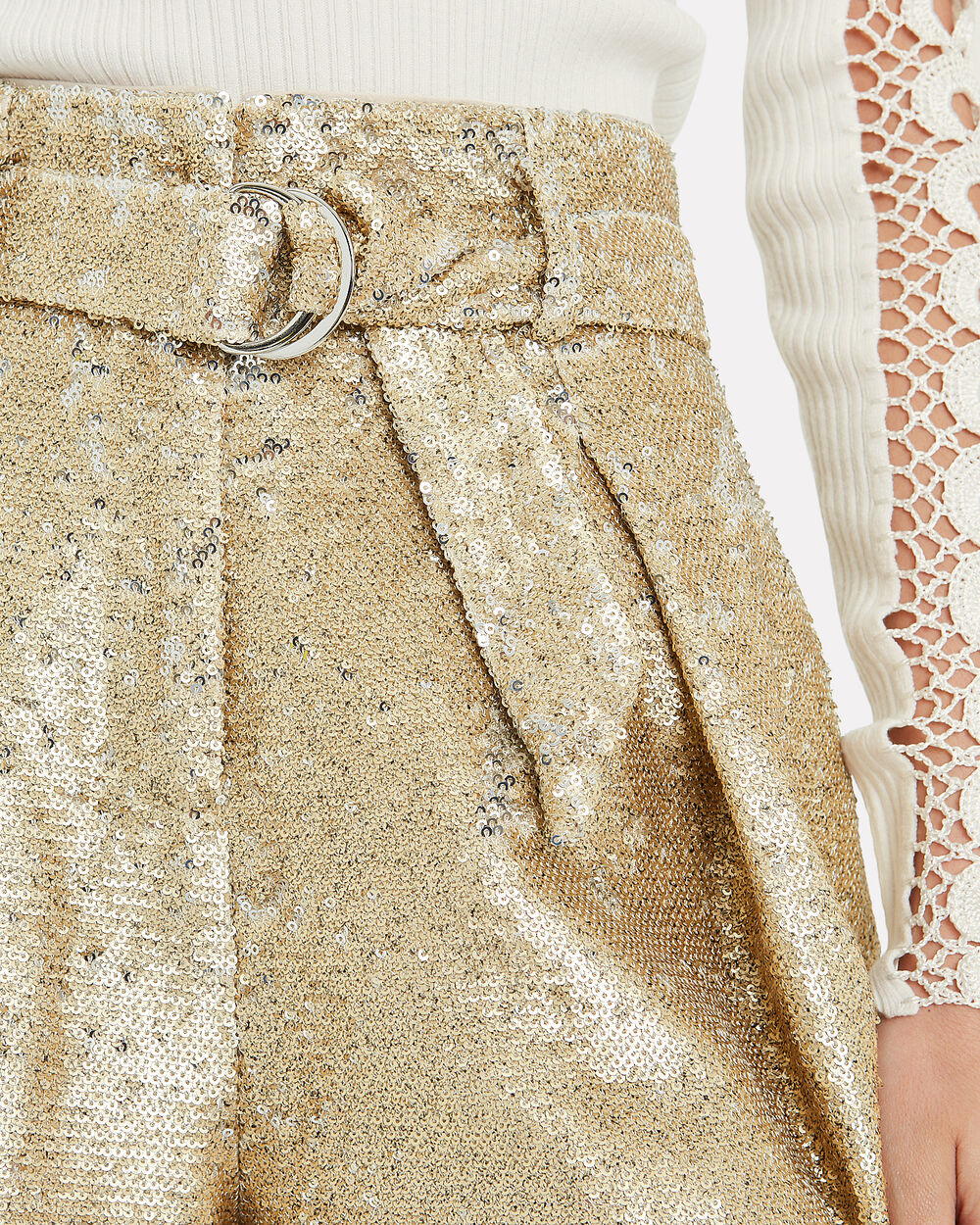 High-Rise Tailored Sequin Shorts