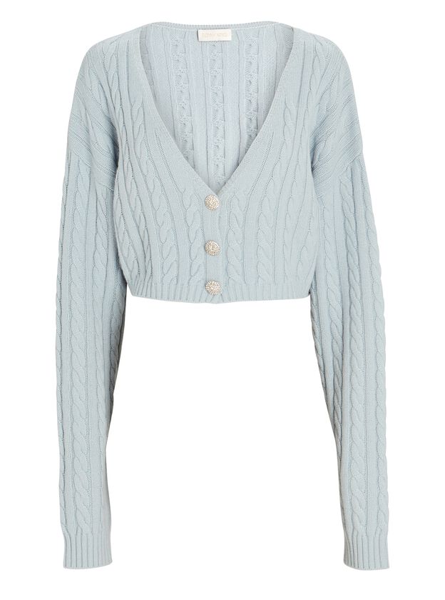 Phyllis Cropped Cable Knit Cardigan