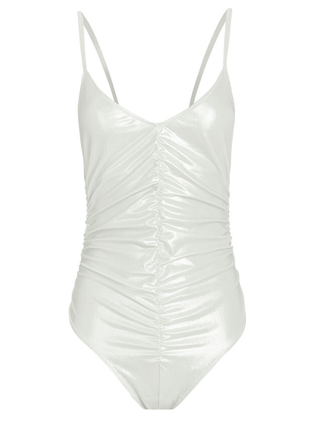 Ruched Metallic One-Piece Swimsuit