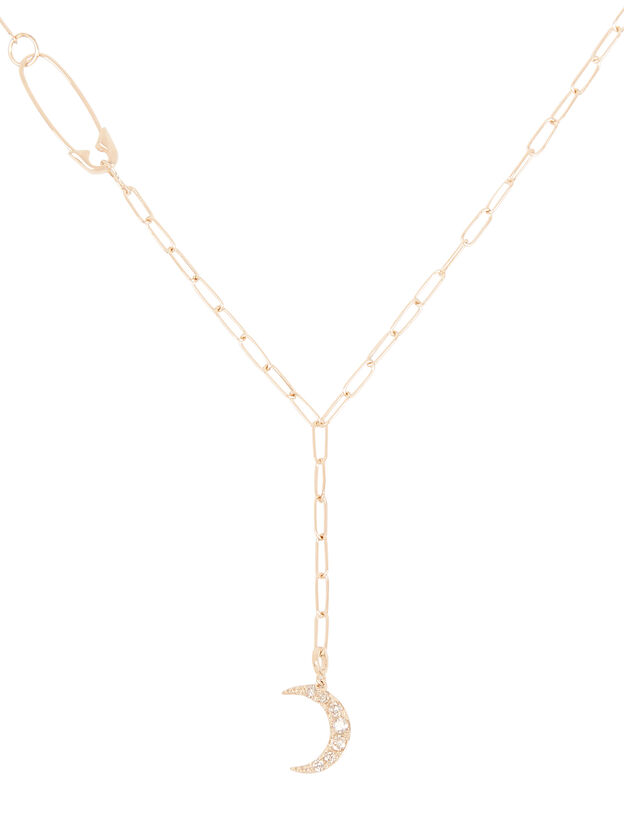 Lunar Safety Pin Lariat Necklace