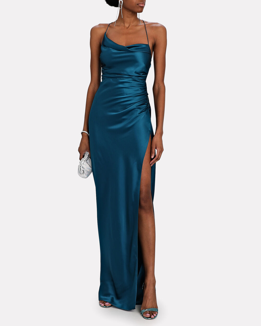 The Sei Twist Cowl Ruched Silk Gown