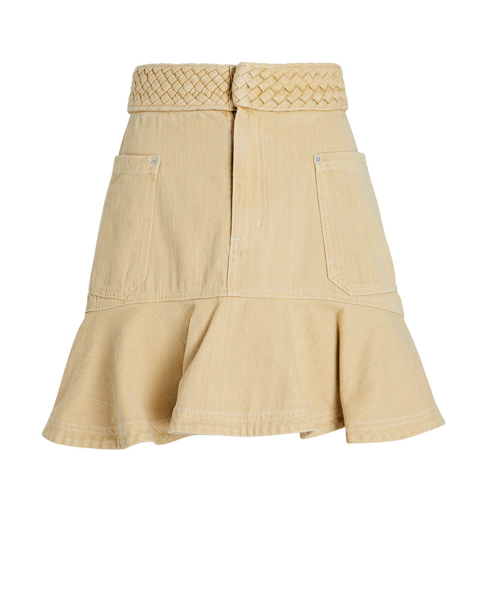 Theo Braided-Waist Mini Skirt In Beige | INTERMIX®