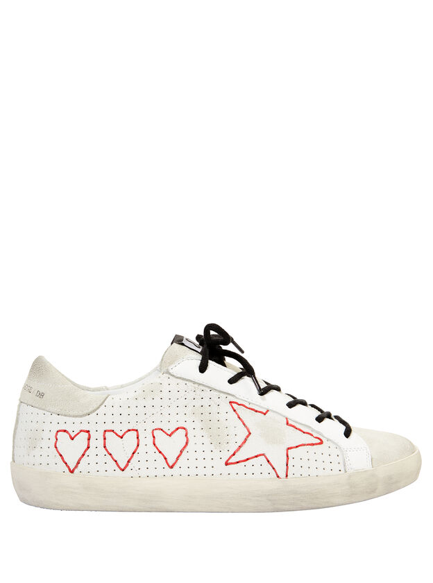 Red Stitched Superstar Sneakers