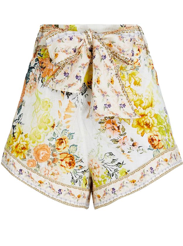 Floral Linen Tie-Waist Shorts