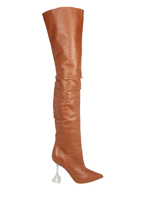 Olivia Glass Heel Tall Leather Boots