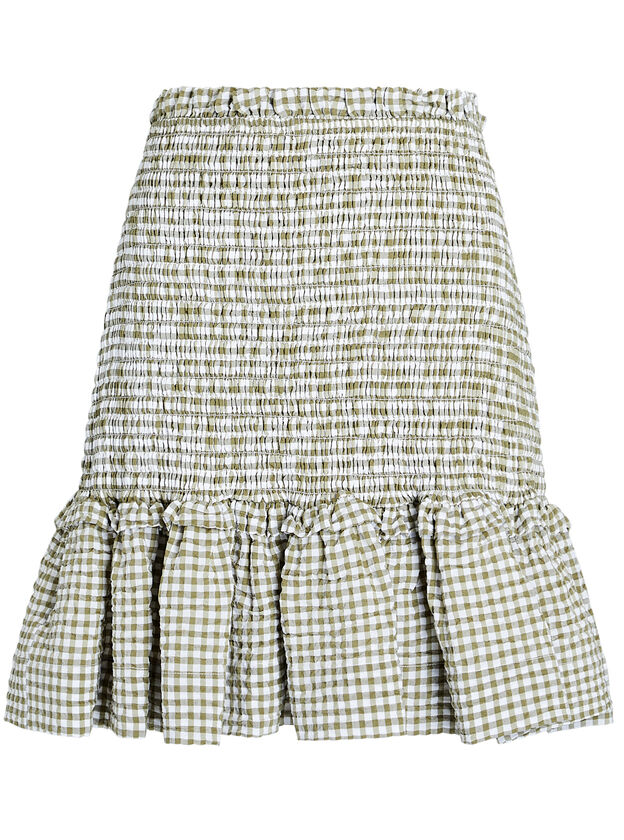 Aloya Smocked Gingham Mini Skirt