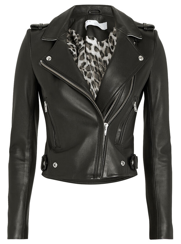 Dylan Cropped Contrast Collar Moto Jacket