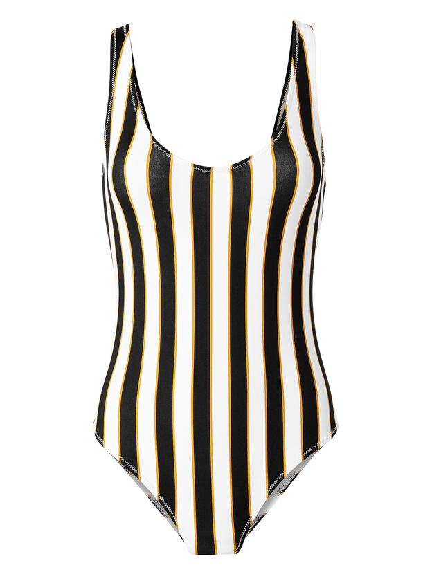 Aristi Scoop Back Striped One Piece Swimsuit
