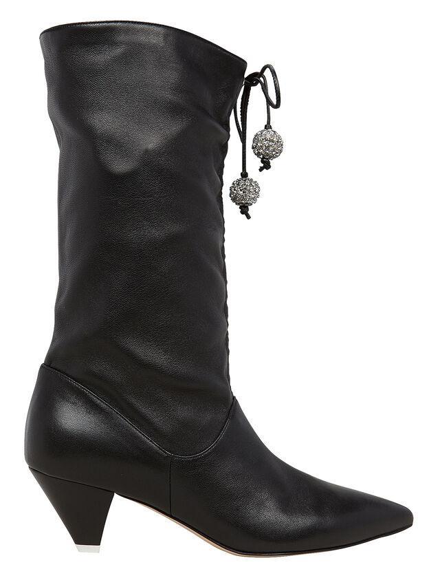 Cinched Leather Heeled Booties
