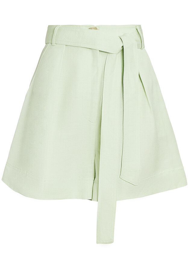 Possible Belted Linen-Blend Shorts