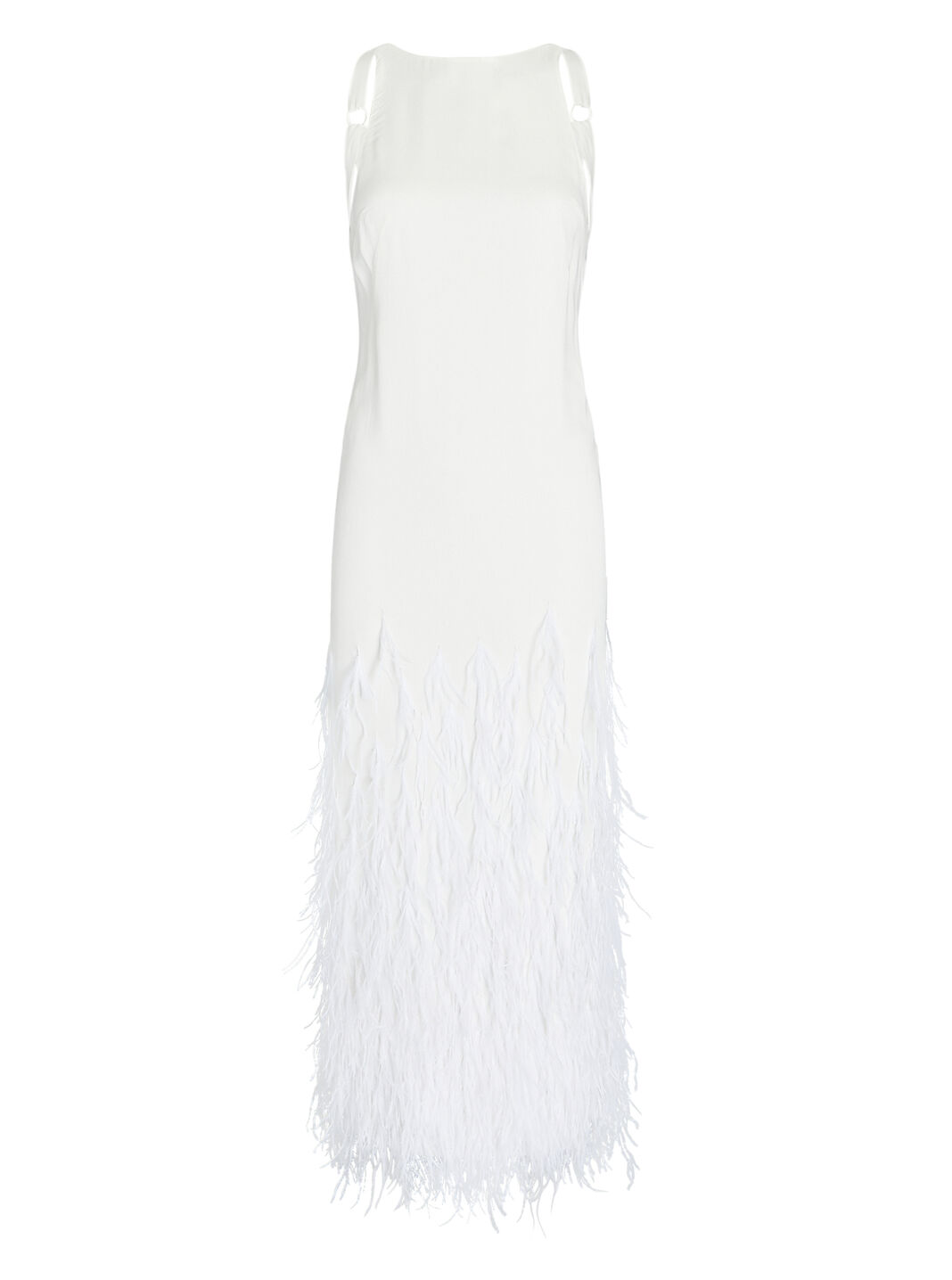 Aja Feather-Embellished Crepe Gown