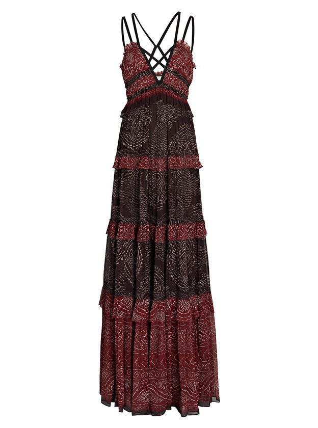 Agathe Tiered Printed Chiffon Gown