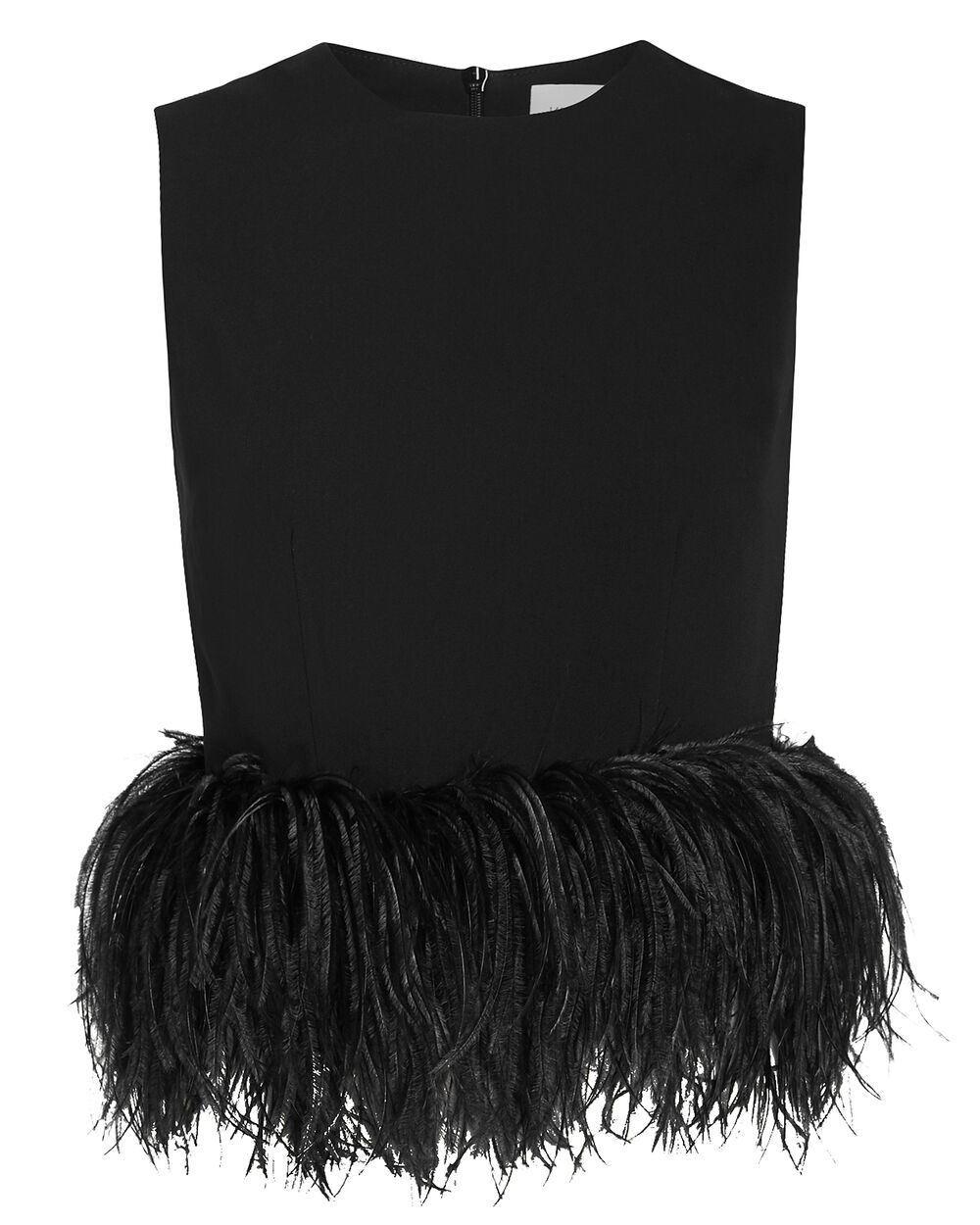 Black Michelle feather-trim crepe top, 16Arlington