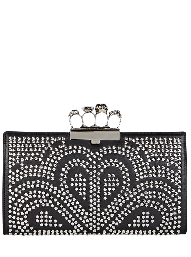 Skull Four Ring Studded Clutch