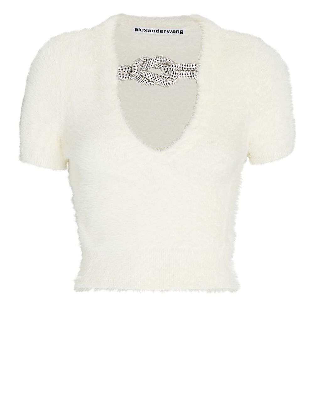 Alexander Wang Crystal-Embellished Short Sleeve Sweater