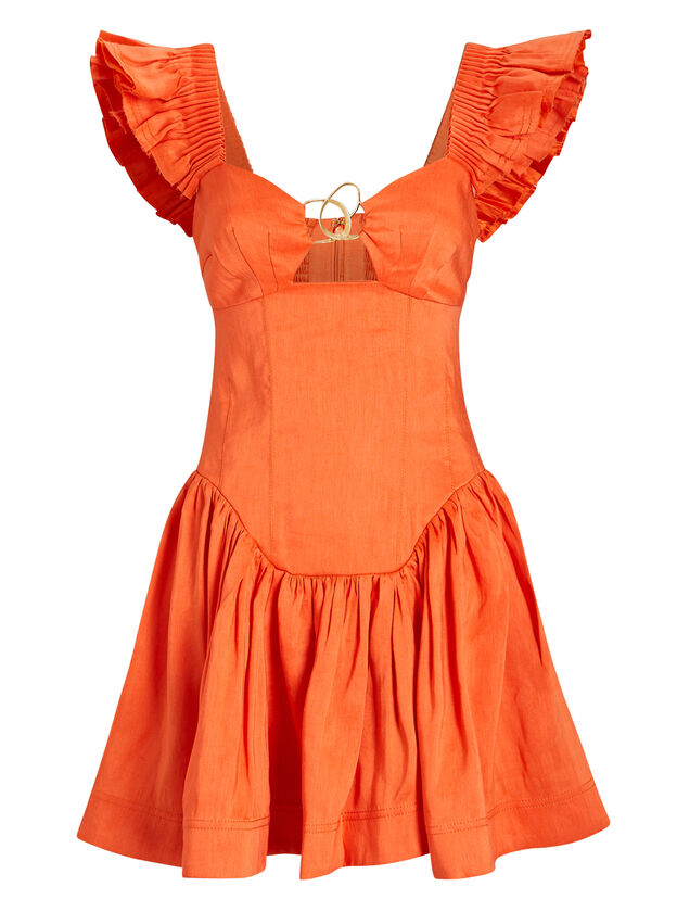 Simone Ruffled Linen-Blend Mini Dress