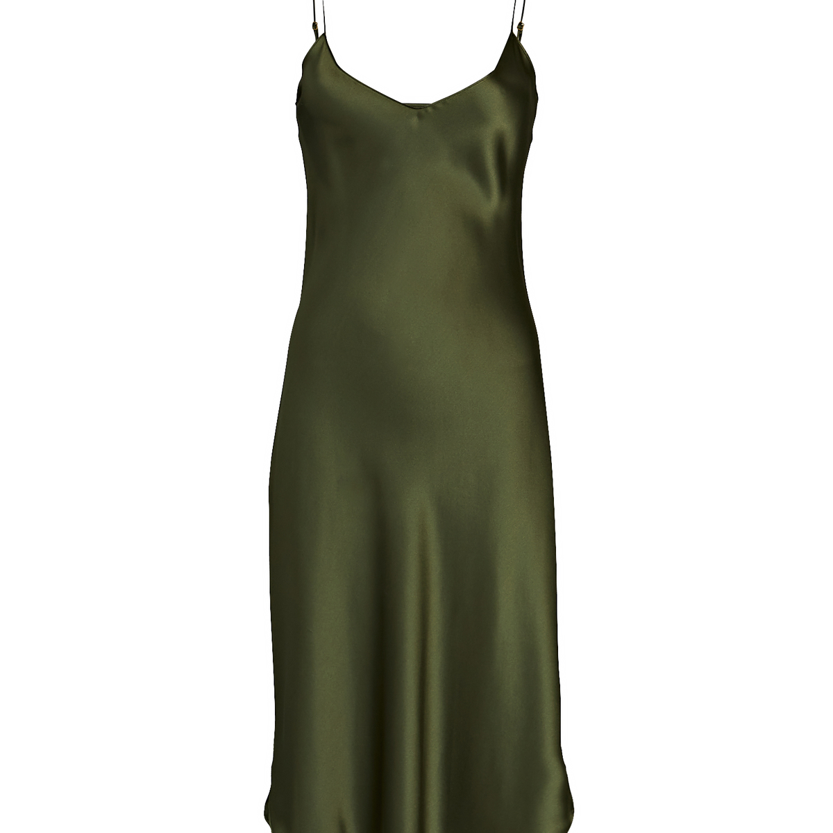 Nili Lotan Silk Satin Slip Dress In Green