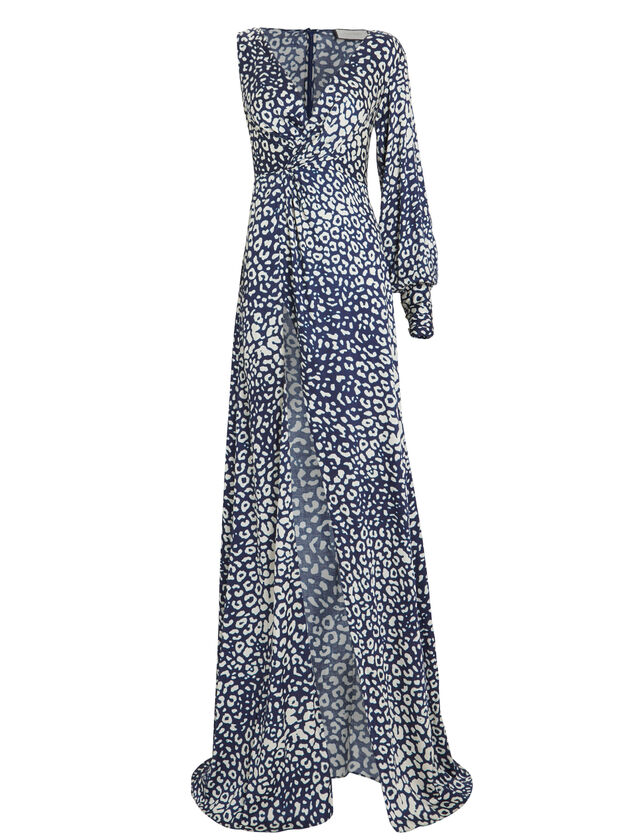 Kasadee One-Shoulder Cheetah Print Gown