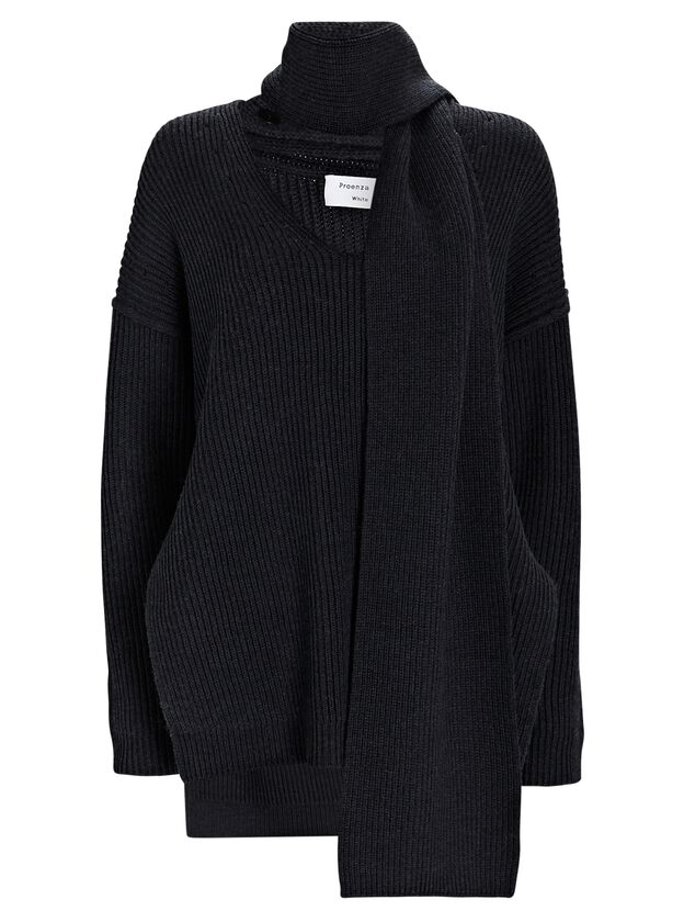 Oversized Scarf Neck Wool Sweater