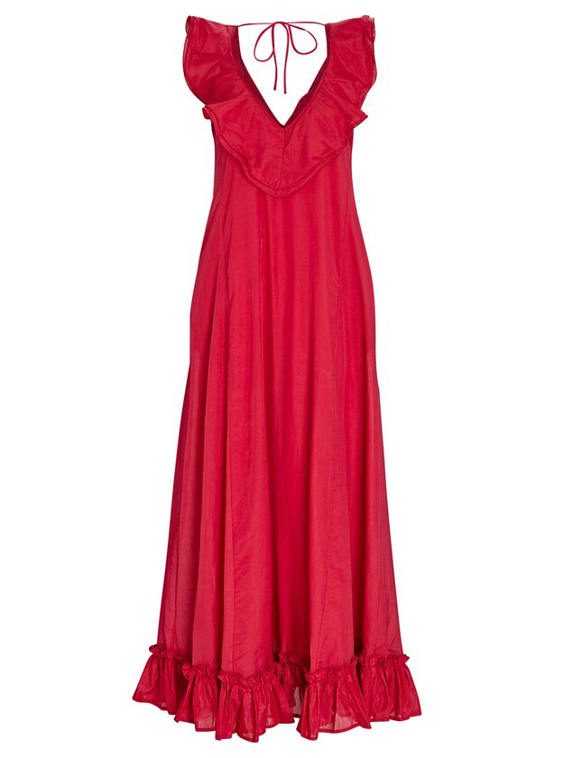 Ambra Ruffled Cotton-Silk Maxi Dress