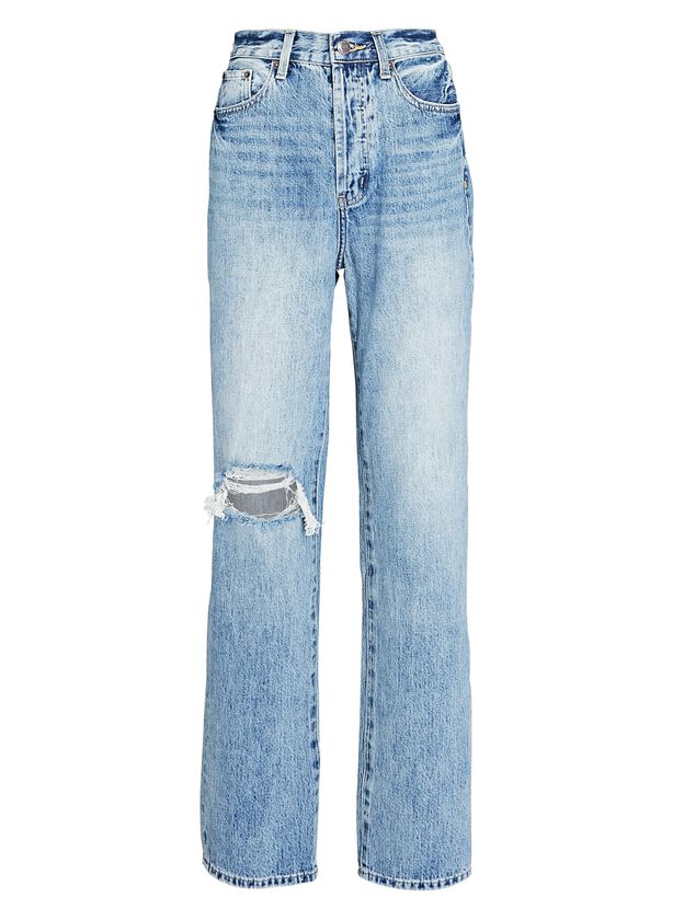 Cassie Distressed High-Rise Straight-Leg Jeans