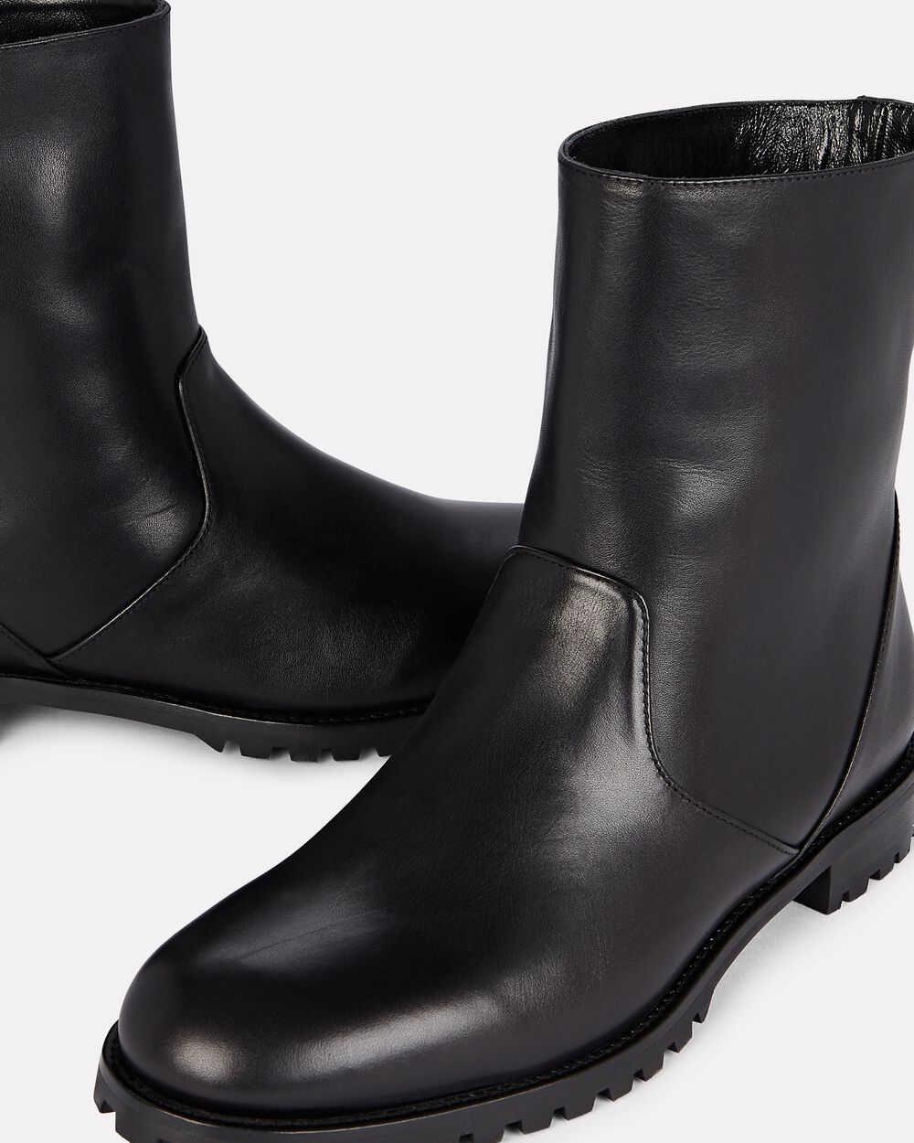 Manolo Blahnik Motosa Leather Flat Ankle Boots