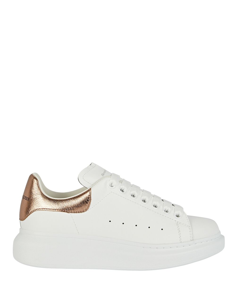 Alexander McQueen Sneakers With Platform And Metallic Fuchsia Heel Tab In  Leather in White
