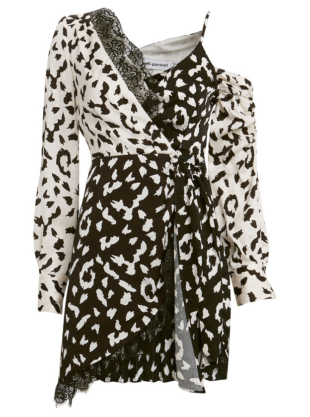 Leopard Asymmetric Crepe Dress