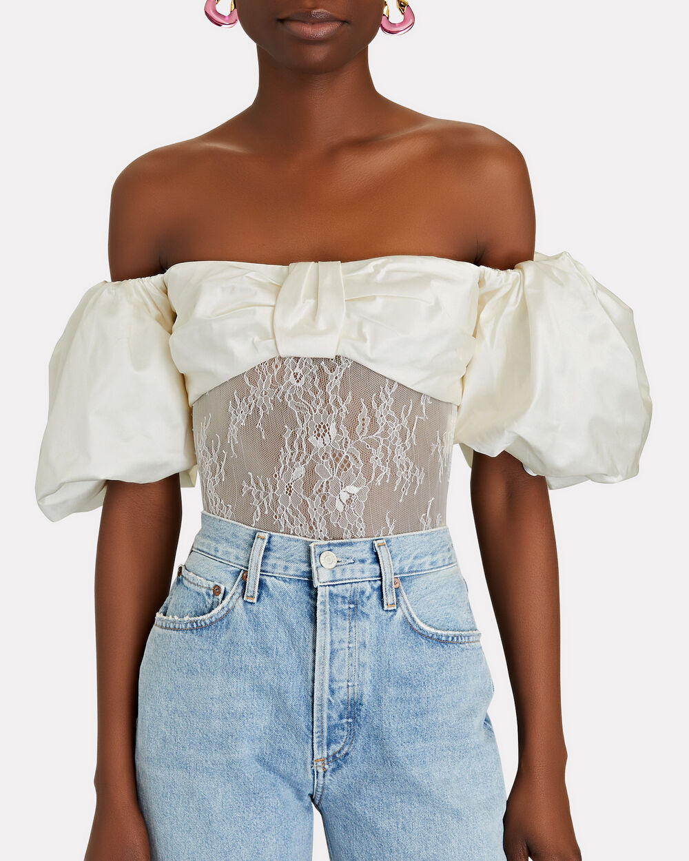 ROZIE CORSETS Off-The-Shoulder Puff Sleeve Corset Top
