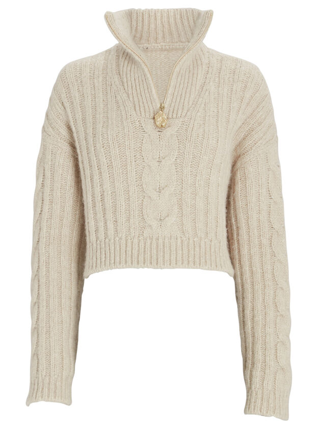 Evie Half-Zip Cable Knit Sweater