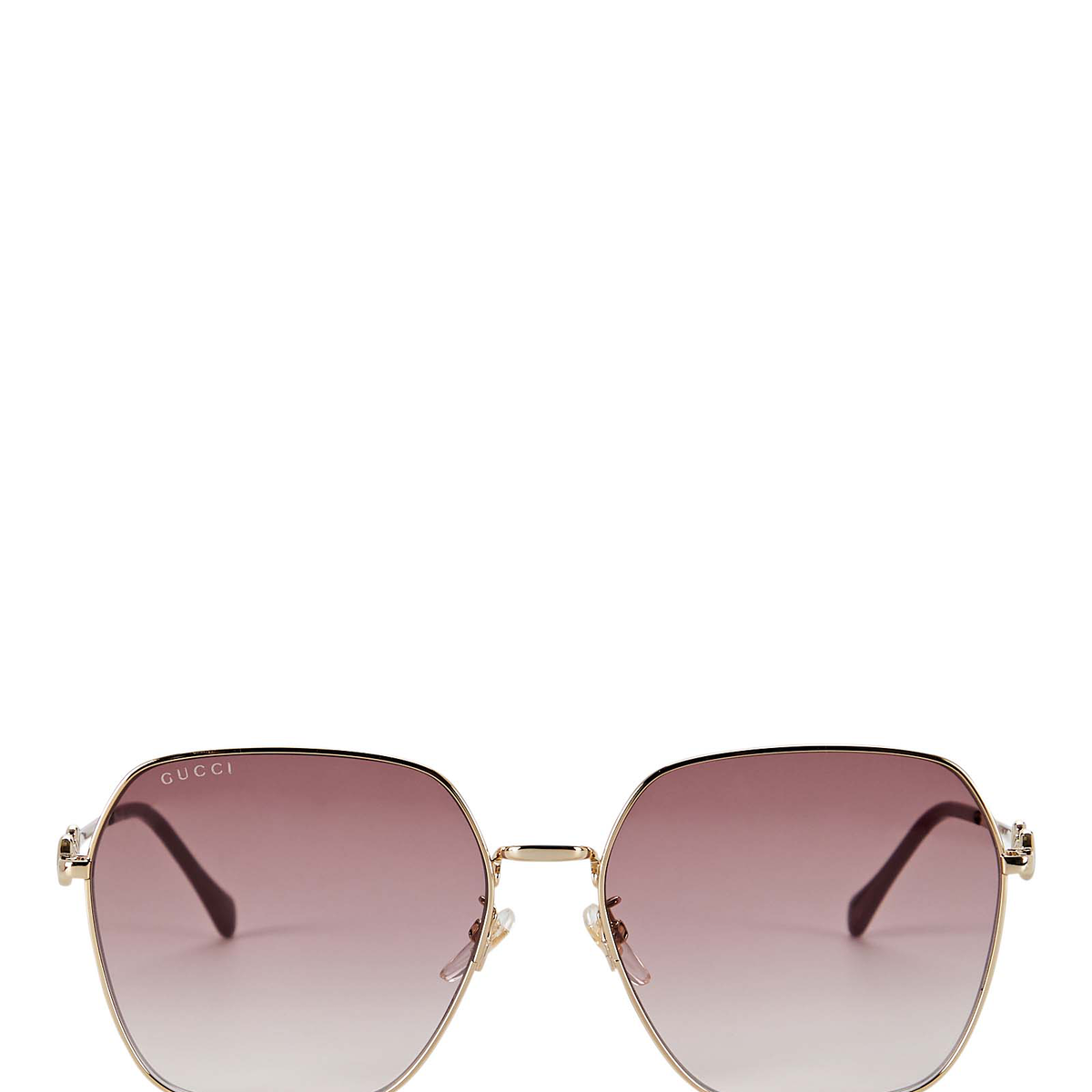 Gucci Horsebit-detailed Square-frame Gold-tone Sunglasses in
