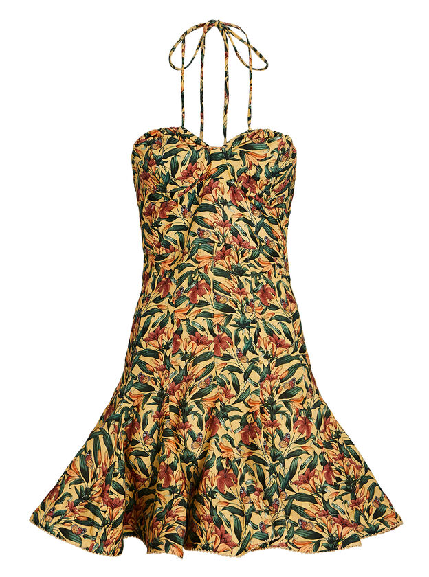 Anturio Monarca Linen Halter Mini Dress