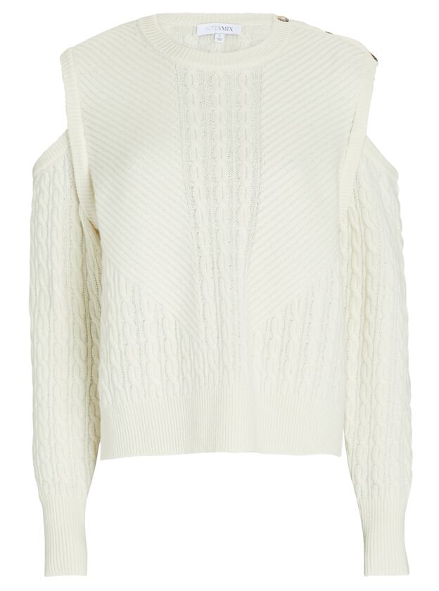 Terry Cold-Shoulder Sweater