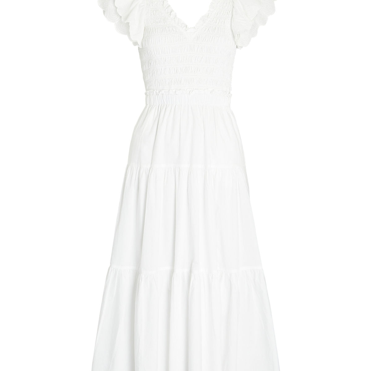 Sea Heidi Ruffled Smocked Cotton Midi Dress | INTERMIX®