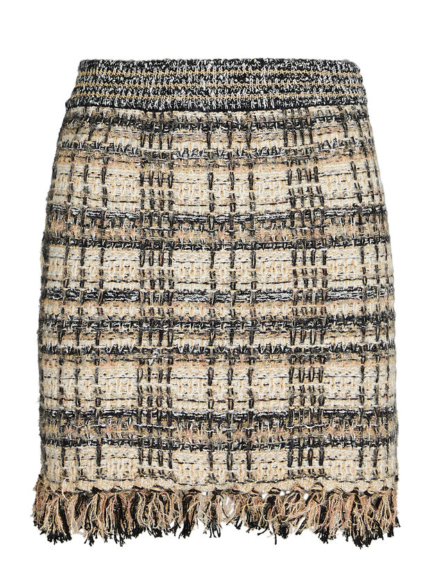 Balsam Fringed Plaid Tweed Mini Skirt